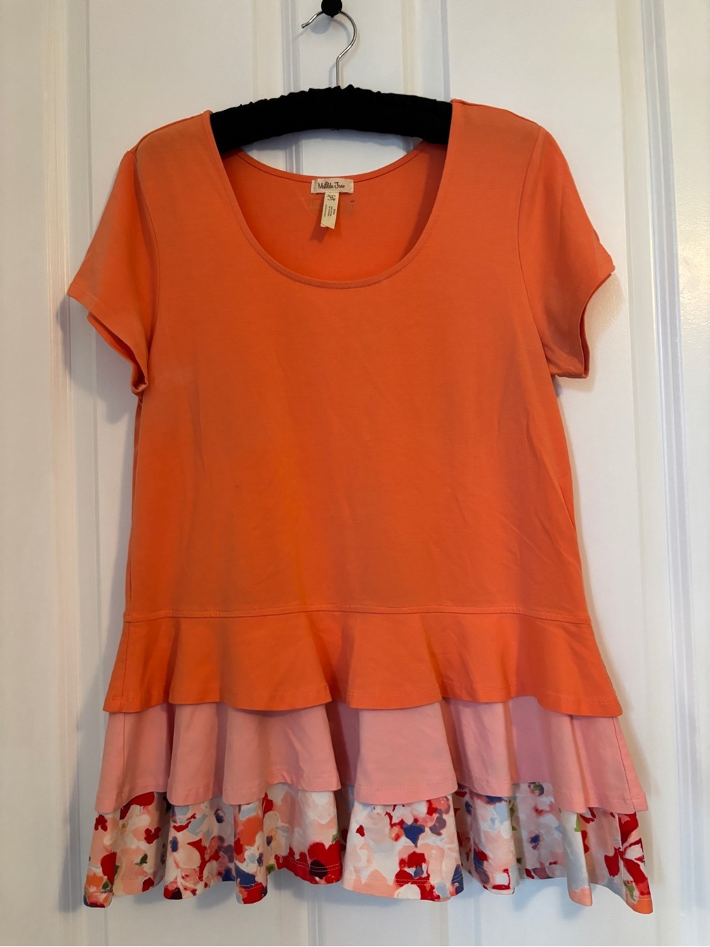 Matilda Jane - Orange & Pink Layered Ruffle Tunic Top. Size M